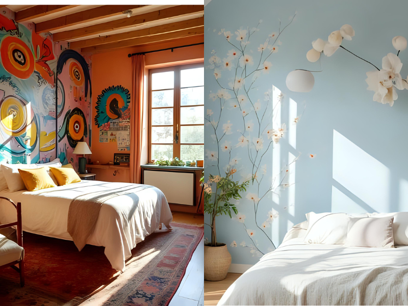 Artistic and hand-painted wall
